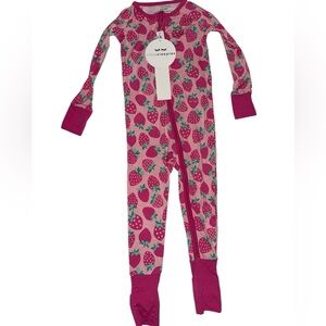 Little Sleepies BRAND NEW Strawberry Convertible Onesie Bamboo Pajamas PJ
